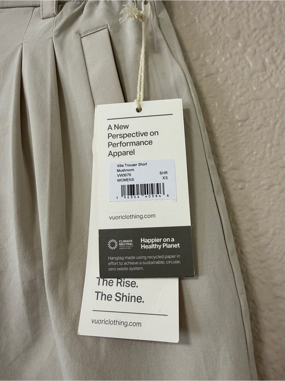 NWT Vuori Villa Trouser Short XS Beige Athleisure Casual Summer High Waist Short - Picture 4 of 9